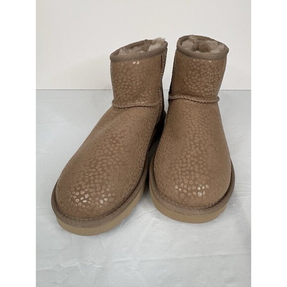UGG Classic Mini Sparkle Spots Women’s 10 Boots Tan Sheepskin Suede Wool - Picture 3 of 16